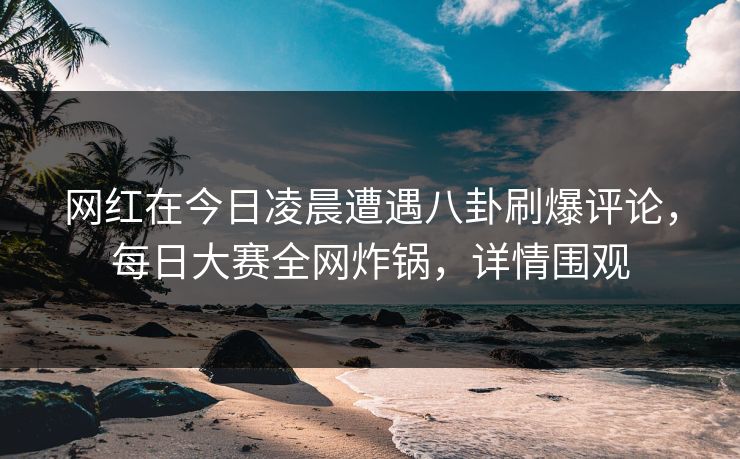 网红在今日凌晨遭遇八卦刷爆评论，每日大赛全网炸锅，详情围观