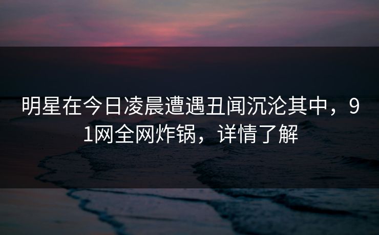 明星在今日凌晨遭遇丑闻沉沦其中,91网全网炸锅,详情了解
