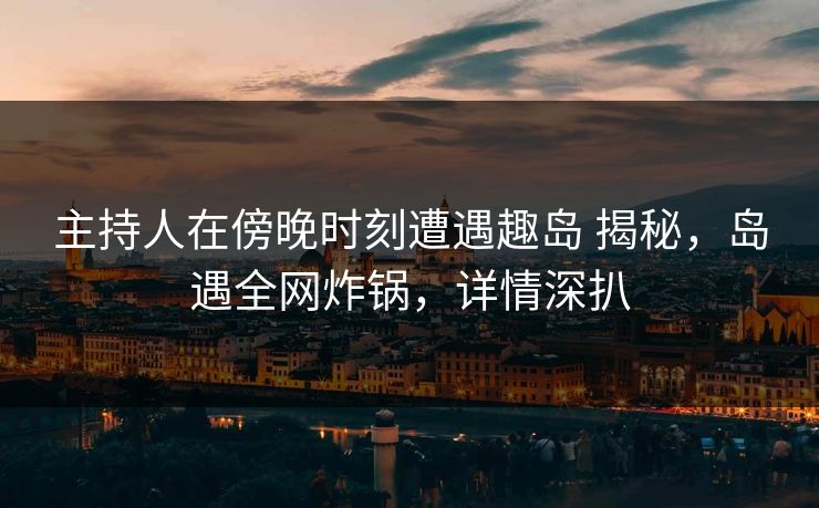 主持人在傍晚时刻遭遇趣岛 揭秘，岛遇全网炸锅，详情深扒