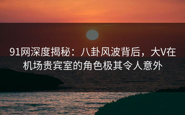 91网深度揭秘：八卦风波背后，大V在机场贵宾室的角色极其令人意外