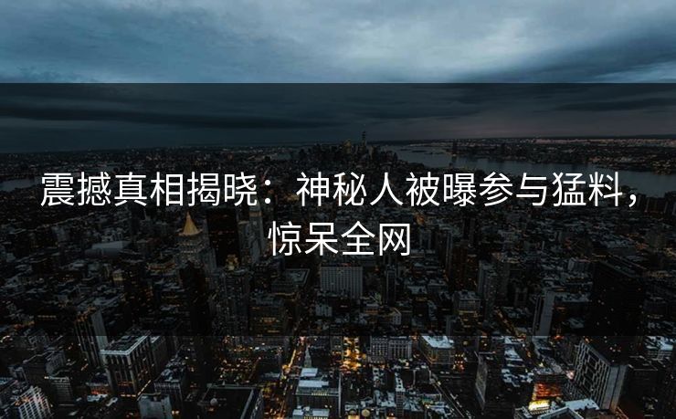 震撼真相揭晓：神秘人被曝参与猛料，惊呆全网
